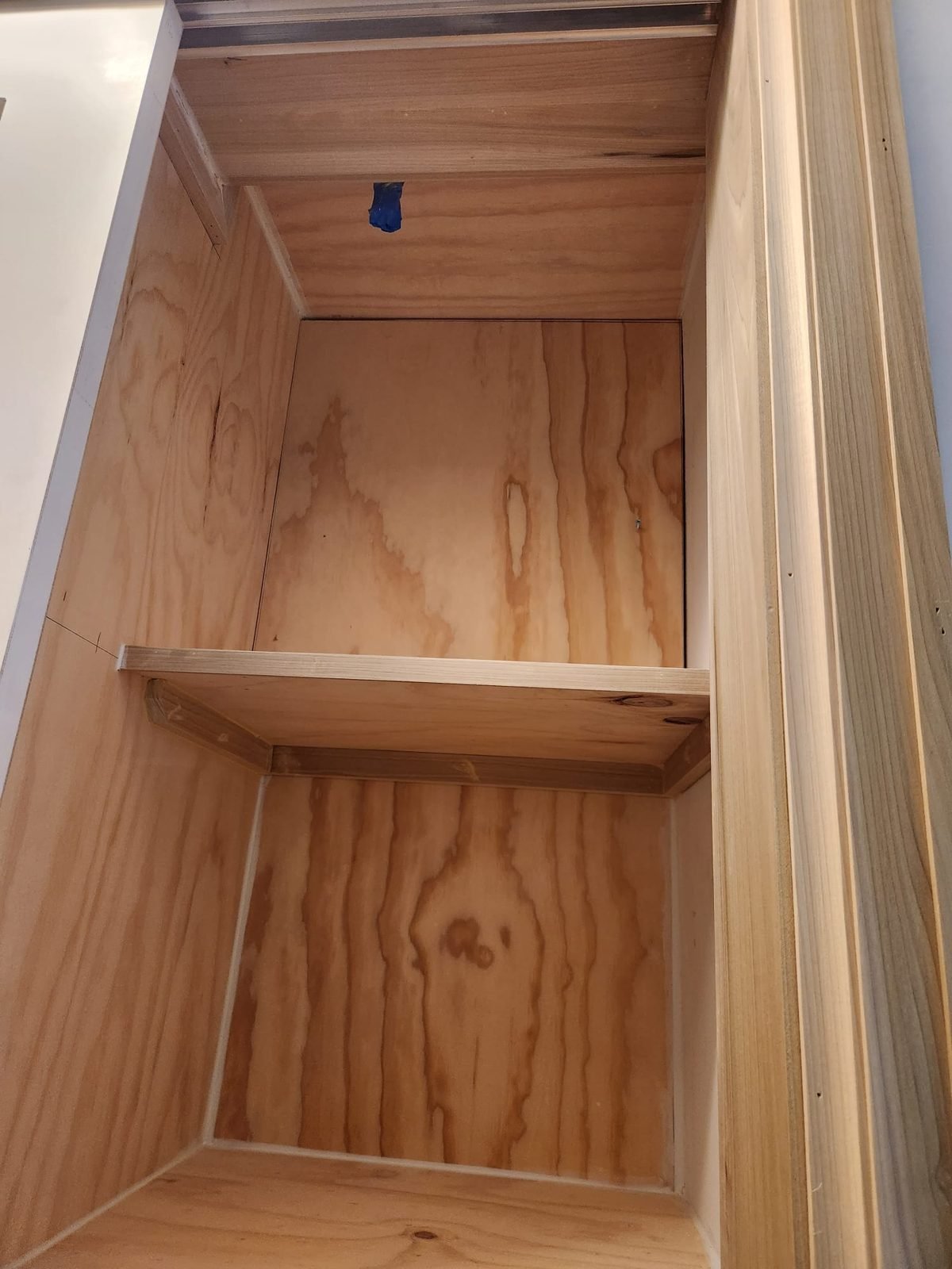 Custom wood built-in cabinet with adjustable shelves